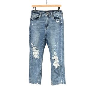 Judy Blue Straight Fit High Rise Distressed Denim Jeans Women’s Size 7 /28